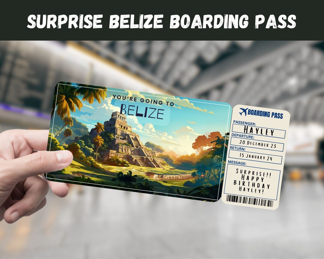 Belize Trip Surprise Gift Ticket You're Going to BELIZE - Etsy UK