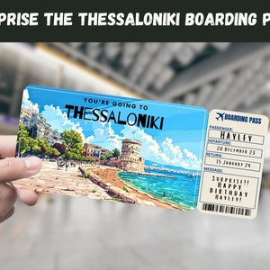 Thessaloniki, Griechenland Reise Überraschungsgeschenk Ticket - Sie gehen nach THESSALONIKI - Printable, Bordkarte, bearbeitbar, Instant, Travel Print