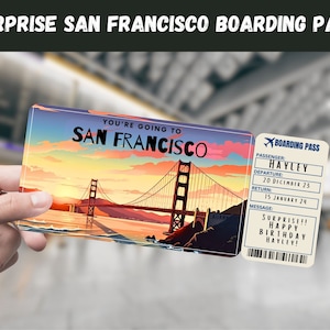 San Francisco CA USA Reise Überraschungsgeschenk Ticket - Sie gehen nach SF - Printable, Flug, Bordkarte, bearbeitbar, Instant, Travel Print