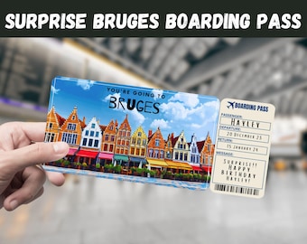 Surprise Bruges Trip Ticket, Editable Boarding Pass (PDF)