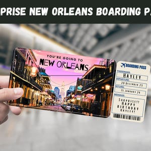 New Orleans LA USA Reise Überraschungsgeschenk Ticket - Sie gehen nach New Orleans - Printable, Bordkarte, bearbeitbar, Instant, Reisedruck