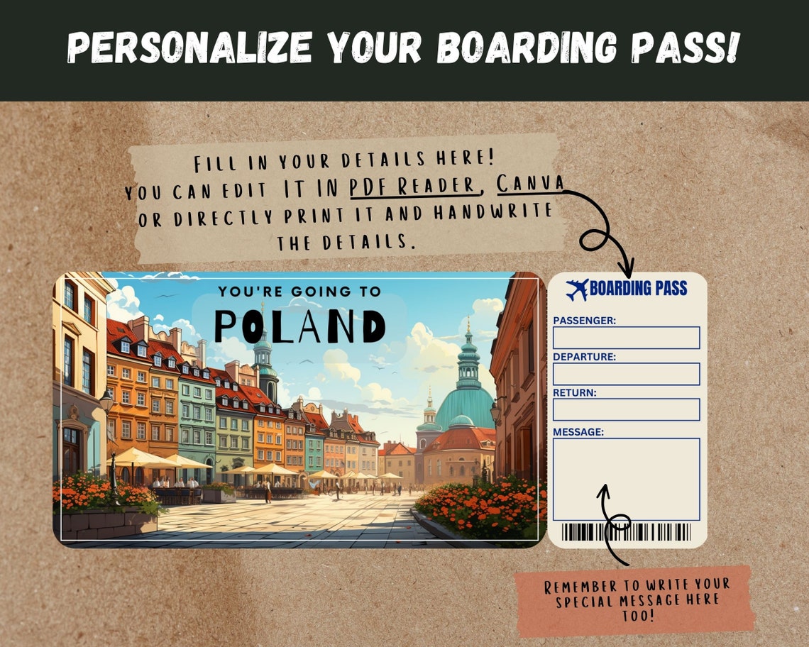 Poland Trip Surprise Gift Ticket You're Going to POLAND - Etsy