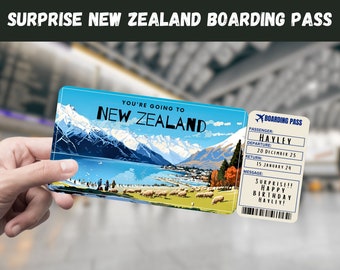 New Zealand Trip Boarding Pass: Surprise Travel Gift (Printable)