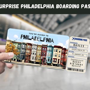 Philadelphia, PA, USA Reise Überraschungsgeschenk - Sie gehen nach PHILADELPHIA - Printable, Flug, Bordkarte, Reisedruck