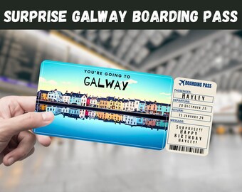 Galway Ireland Surprise Trip Ticket: Editable Boarding Pass (Printable)