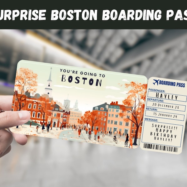 Boston Surprise Trip Ticket Etsy
