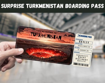 Turkmenistan Surprise Trip Ticket: Editable Boarding Pass (Printable)
