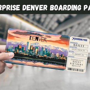 Denver, CO, USA Trip Surprise Gift Ticket - You're Going to DENVER - Printable, Flight, Editable, Instant, Boarding Pass, Travel Print