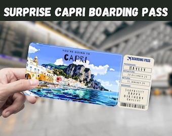 Capri Italy Surprise Trip Ticket: Editable Boarding Pass (Digital Download)