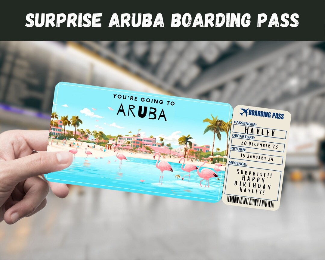 Aruba Trip Surprise Gift Ticket You're Going to ARUBA , Flight