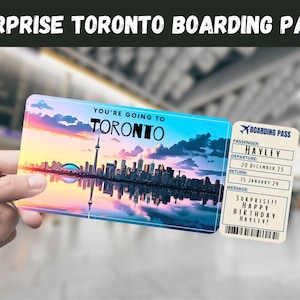 Toronto Trip Surprise Geschenkticket - Sie gehen nach TORONTO - Printable, Flug, Bordkarte, bearbeitbar, Sofort-Download, Reisedruck
