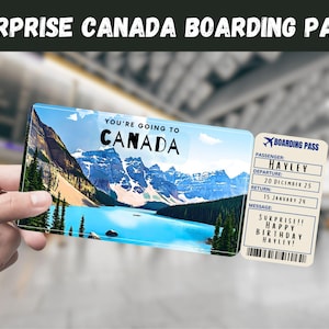 Billet cadeau voyage Canada surprise - Vous allez au CANADA - Imprimable, vol, carte d'embarquement, modifiable, instantané, impression de voyage