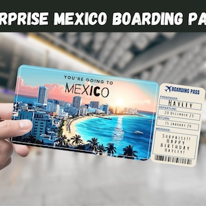 Mexiko Reise Überraschungsgeschenk Ticket - Sie gehen nach Mexiko - Printable, Flug, Bordkarte, bearbeitbar, Sofort Download, Reisedruck