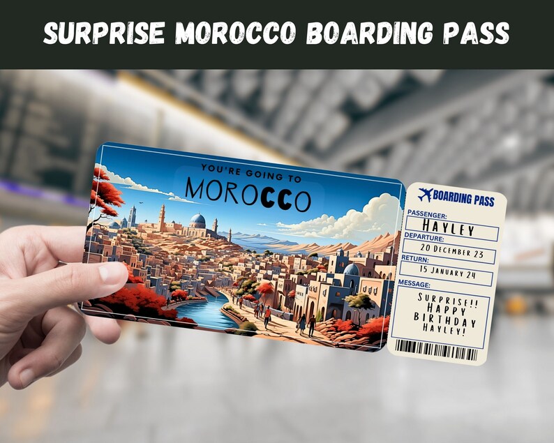 Morocco Trip Surprise Gift Ticket You're Going to MOROCCO Printable