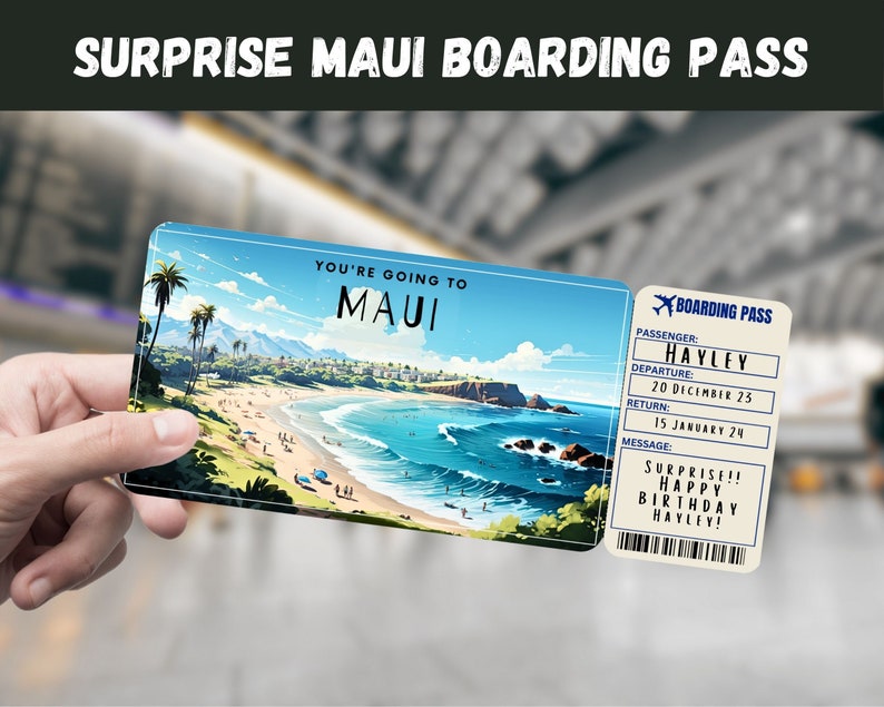 Maui, Hawaii, USA Trip Surprise Gift Ticket You're Going to MAUI
