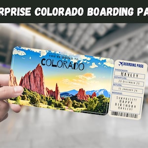 Colorado, USA Trip Surprise Gift Ticket - You're Going to COLORADO - Printable, Flight, Editable, Boarding Pass, Travel Print