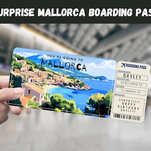 Mallorca, Spanien Reise Überraschungsgeschenk Ticket - Sie gehen nach MALLORCA - Printable, Flug, Bordkarte, bearbeitbar, Instant, Travel Print