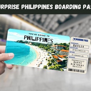 Philippinen Reise Überraschungsgeschenk Ticket - Sie gehen nach PHILIPPINEN, Flug, Bordkarte, bearbeitbar, Sofort Download, Reisedruck