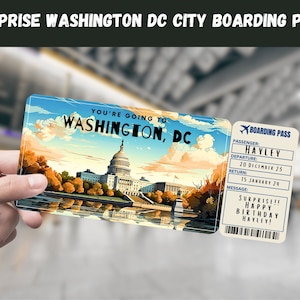 Washington DC USA Reise Überraschungsgeschenk Ticket - Sie gehen nach WASHINGTON - Printable, Flug, Bordkarte, bearbeitbar, Instant, Reisedruck