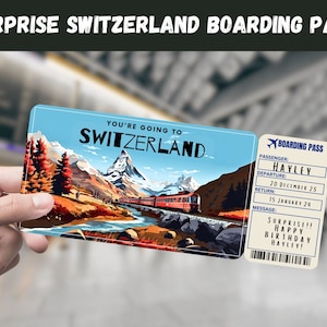 Schweiz Reise Überraschungsgeschenk Ticket - Sie gehen in die SCHWEIZ, Flug, Bordkarte, bearbeitet, Sofort Download, Reisedruck