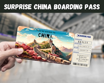 China Trip Surprise Gift Ticket: Editable Boarding Pass (Digital Download)