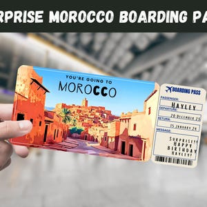 Marokko Reise Überraschungsgeschenk Ticket - Sie gehen nach Marokko - Printable, Flug, Bordkarte, bearbeitbar, Sofort Download, Reisedruck
