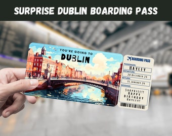 Dublin Surprise Trip Gift Ticket: Editable Boarding Pass (Printable)