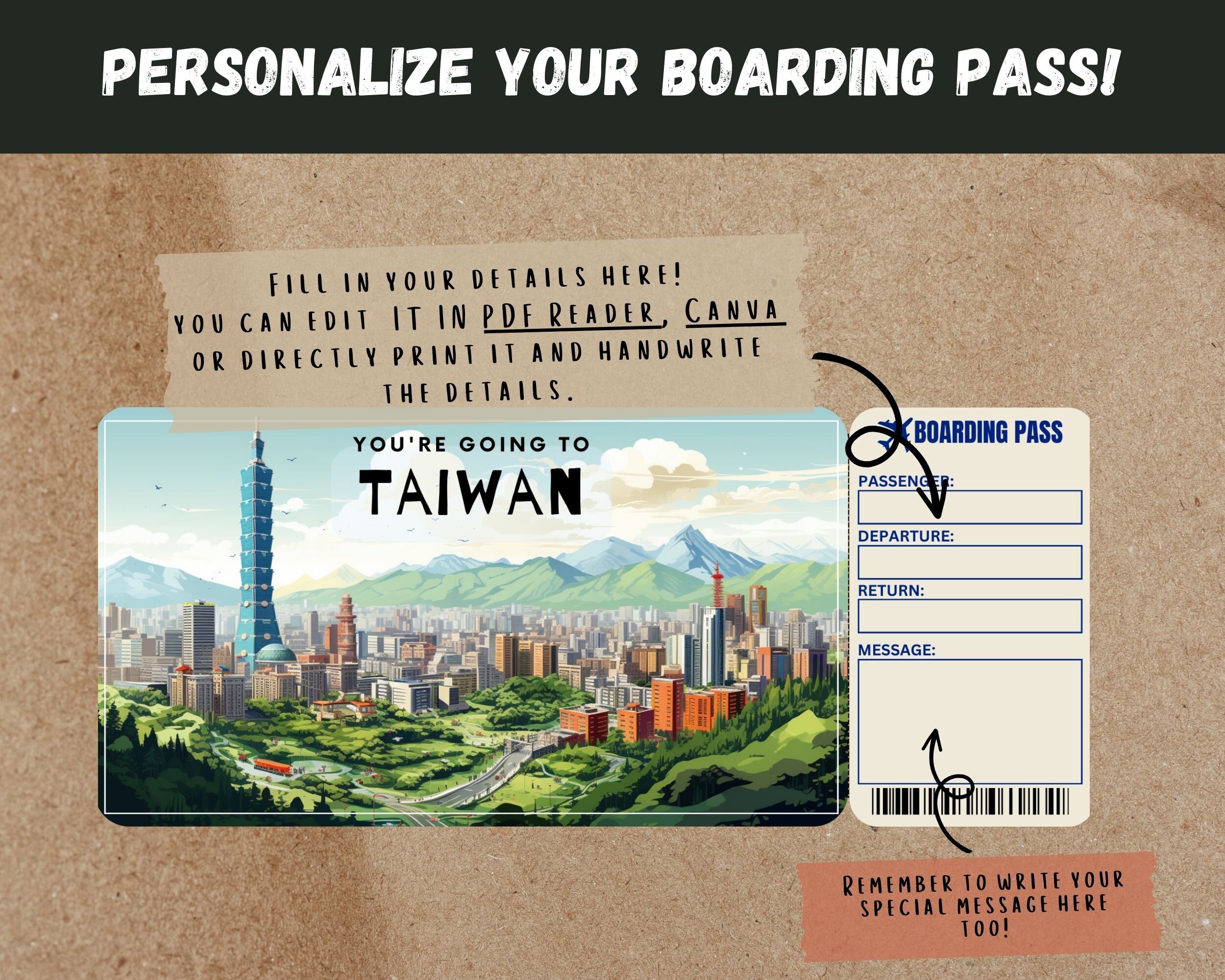 Taiwan Trip Surprise Gift Ticket You're Going to TAIWAN - Etsy