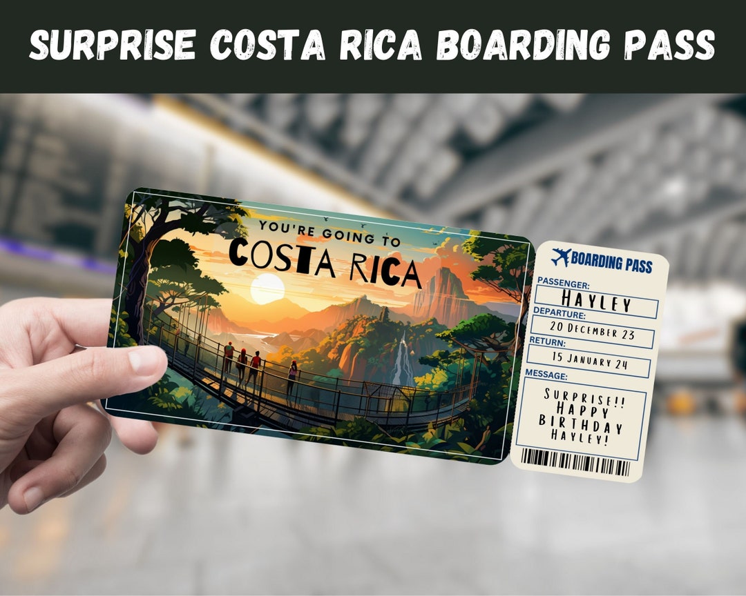 Costa Rica Trip Surprise Gift Ticket You're Going to COSTA RICA