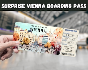 Vienna Trip Surprise Gift Ticket: Editable Printable Boarding Pass (Digital Download)