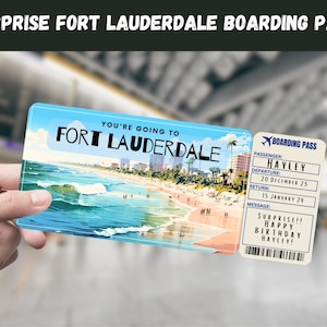 Biglietto regalo a sorpresa per viaggio a Fort Lauderdale, FL, USA - Stai andando a Fort Lauderdale - Stampabile, Volo, Carta d'imbarco, Stampa di viaggio