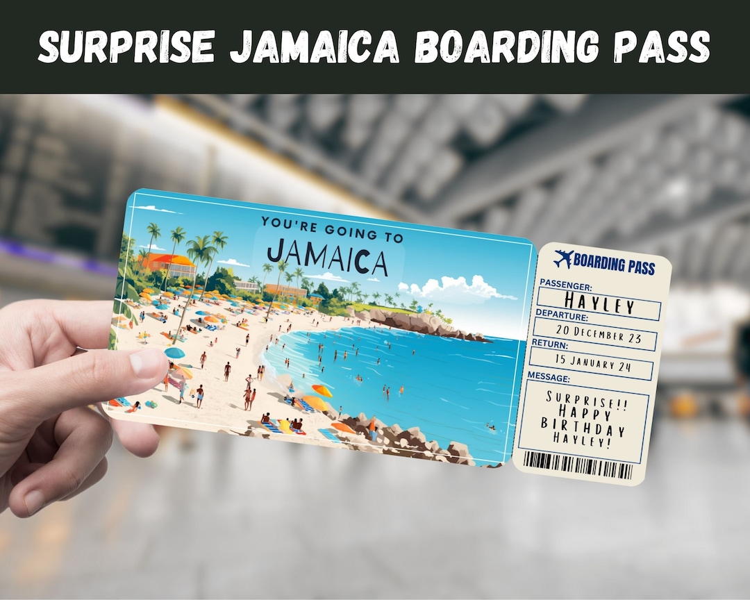 Jamaica Trip Surprise Gift Ticket You're Going to JAMAICA , Flight