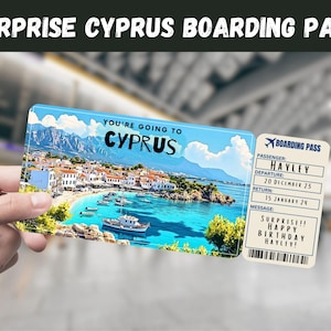 Zypern Reise Überraschungsgeschenk Ticket - Sie gehen nach ZYPERN - Printable, Flug, Bordkarte, bearbeitbar, Sofort Download, Reisedruck