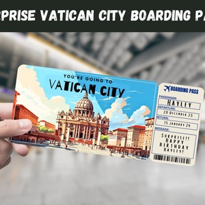 Billet cadeau voyage voyage à la Cité du Vatican - Vous allez dans la CITÉ DU VATICAN - Imprimable, avion, carte d'embarquement, modifiable, instantané, impression de voyage
