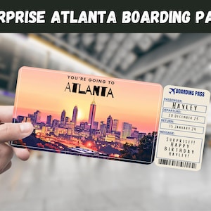 Atlanta, GA, USA Trip Surprise Gift Ticket - Sie gehen nach ATLANTA - Printable, Flug, Bearbeitbar, Sofort, Bordkarte, Reisedruck