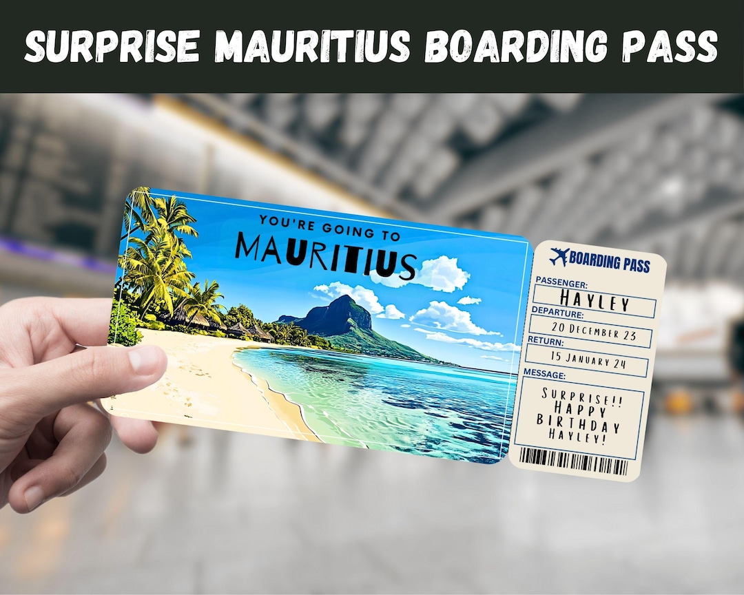 Mauritius Trip Surprise Gift Ticket You're Going to MAURITIUS
