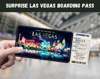 Boleto de regalo sorpresa para viaje a Las Vegas: Tarjeta de embarque editable (imprimible)