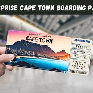 Kapstadt, Südafrika Reise Überraschungsgeschenk Ticket - Sie gehen nach KAPSTADT - Printable, Flug, Bordkarte, bearbeitbar, Reisedruck