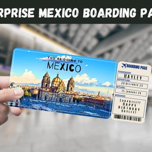 Mexiko Reise Überraschungsgeschenk Ticket - Sie gehen nach Mexiko - Printable, Flug, Bordkarte, bearbeitbar, Sofort Download, Reisedruck