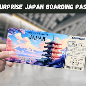 Billet cadeau voyage Japon surprise - Vous allez au JAPON - imprimable, vol, carte d'embarquement, modifiable, téléchargement immédiat, impression de voyage