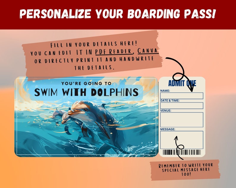 Swim With Dolphins Surprise Gift Ticket Youre Going to SWIM WITH ...
