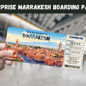 Marrakesch, Marokko Reise Überraschungsgeschenk Ticket - Sie gehen nach MARRAKESH - Printable, Flug, Bordkarte, bearbeitbar, Instant, Travel Print