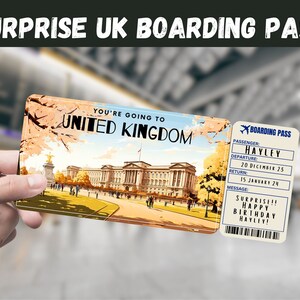 United Kingdom Trip Surprise Geschenkticket - Sie gehen nach UNITED KINGDOM - Printable, Flug, Bordkarte, bearbeitbar, Travel Print, UK