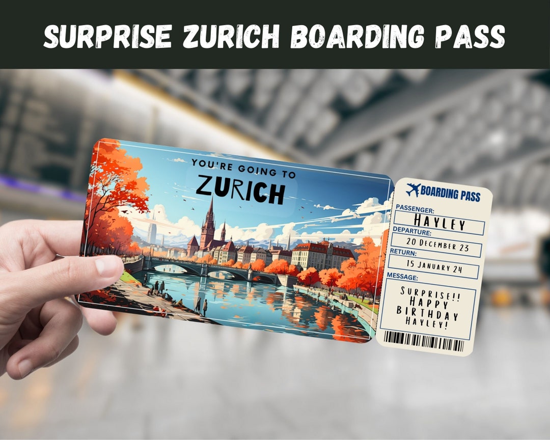 Zurich, Switzerland Trip Surprise Gift Ticket You're Going to ZURICH