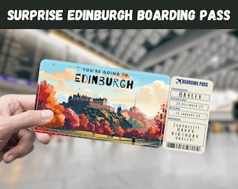 Edinburgh Surprise Trip Ticket: Editable Boarding Pass (Digital Download)