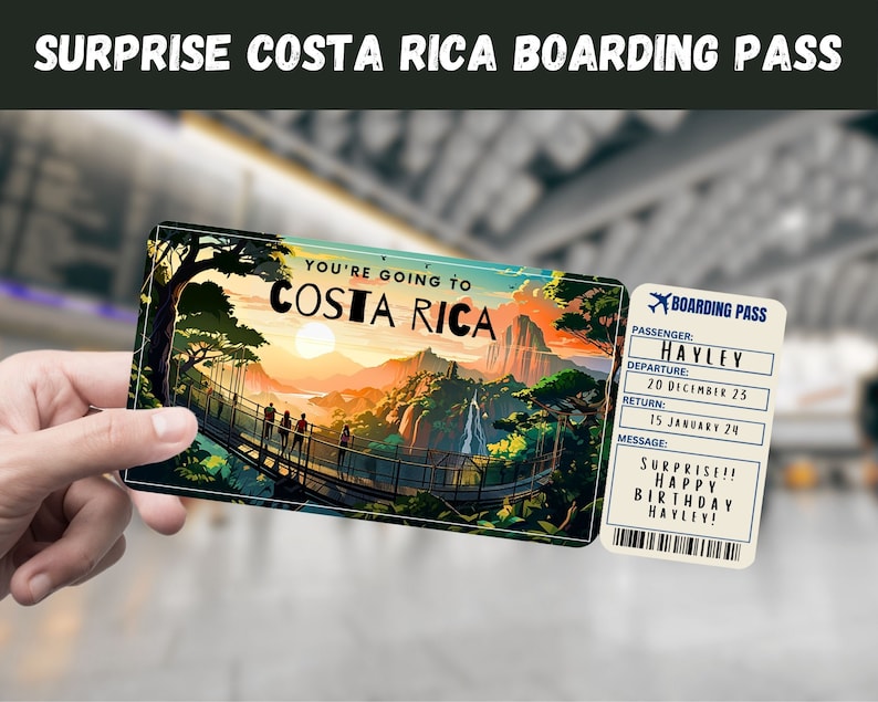 Costa Rica Trip Surprise Gift Ticket You're Going to COSTA RICA