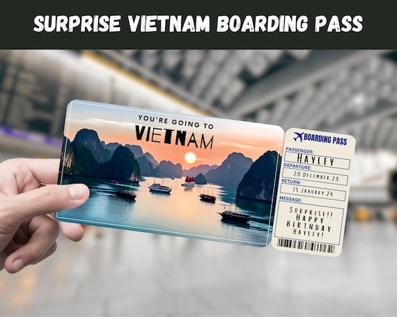 Vietnam Trip Surprise Ticket: Editable Boarding Pass (instant