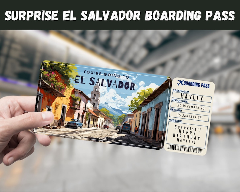 El Salvador Trip Surprise Gift Ticket You're Going to EL SALVADOR