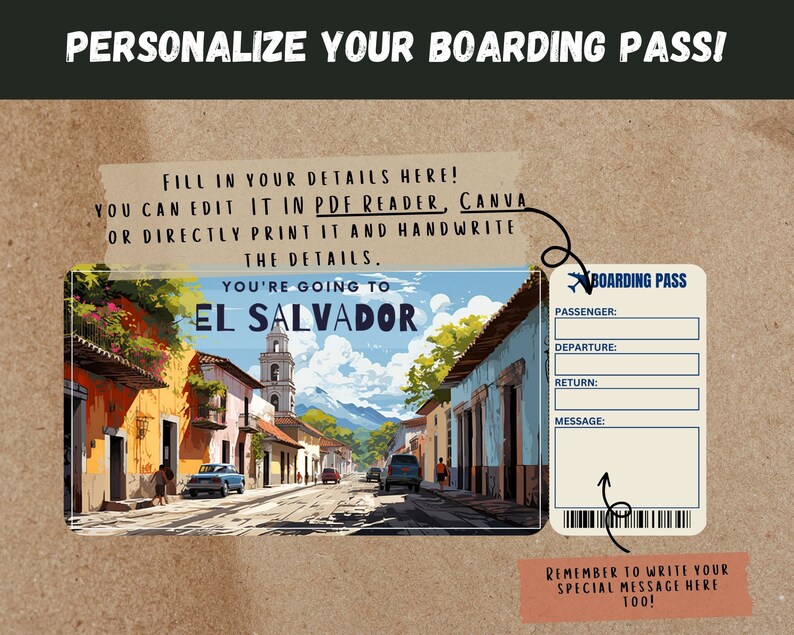El Salvador Trip Surprise Gift Ticket You're Going to EL SALVADOR