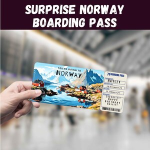 Norwegen-Bordkarte, Überraschungsreise-Enthüllung, Reisegeschenk, bearbeitbar (Digitaler Download)